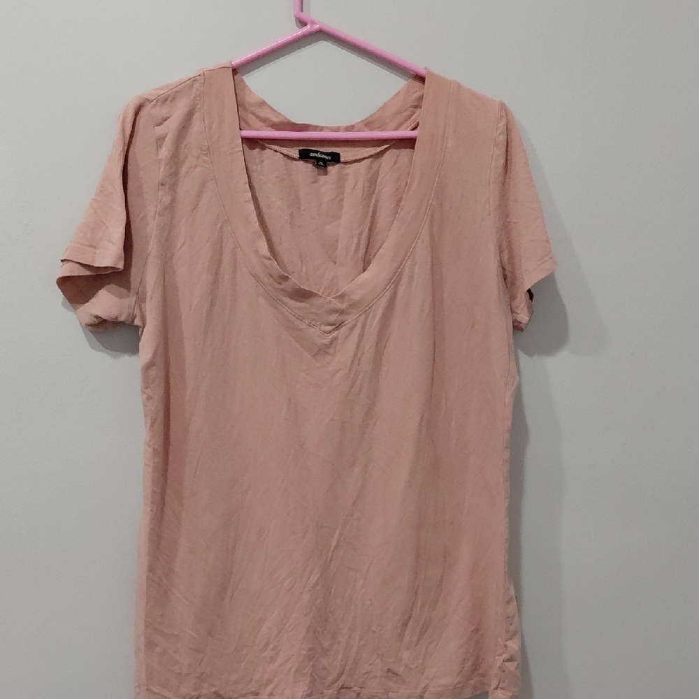 Ambiance Light Pink V-Neck Short Sleeve Tee